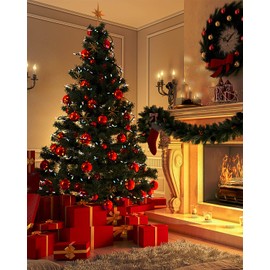 Birshe Set of 100 Plastic Christmas Tree Decorations, Red, Christmas Baubles Set, Unbreakable Christmas Tree Bauble Decoration, Tree Decoration for Christmas Tree, Indoor and Outdoor Use