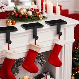 Stocking Holders for Mantle Set of 6, Christmas Stocking Holder - Weighted Metal, Stocking Hangers with Non-Slip Protective Pad, Stocking Hangers for Mantel | TV Stand | Staircase | Dresser