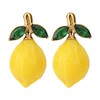 Lemon Dangle Earrings, Cute Lemon Accessories Lovely Fruit Green Leaf