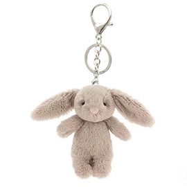 Cute Bunny Plush Keychain for Backpack, 3.5" Inch Mini Rabbit Keychain Bag Charm Pendant Gift for Women (Gray Pink)