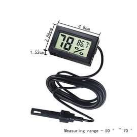 UgyDuky 3-Pack Mini Digital Thermometer Hygrometer with Probe Black Temperature and Humidity Gauge Meter Monitor LCD Fahrenheit Thermometer Gauge Temperature Monitor for Reptile Incubating for Indoor Greenhouse, Babyroom, Office (3-Piece)
