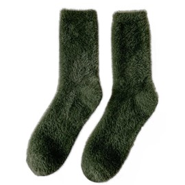 MORICOH Hiking Socks for Men Colourful Winter Socks Thermal Winter Socks Warm Winter Socks Coral Fleece Socks, Black-green