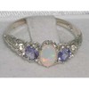 925 Sterling Silver Natural Opal and Tanzanite Womens Promise Ring
