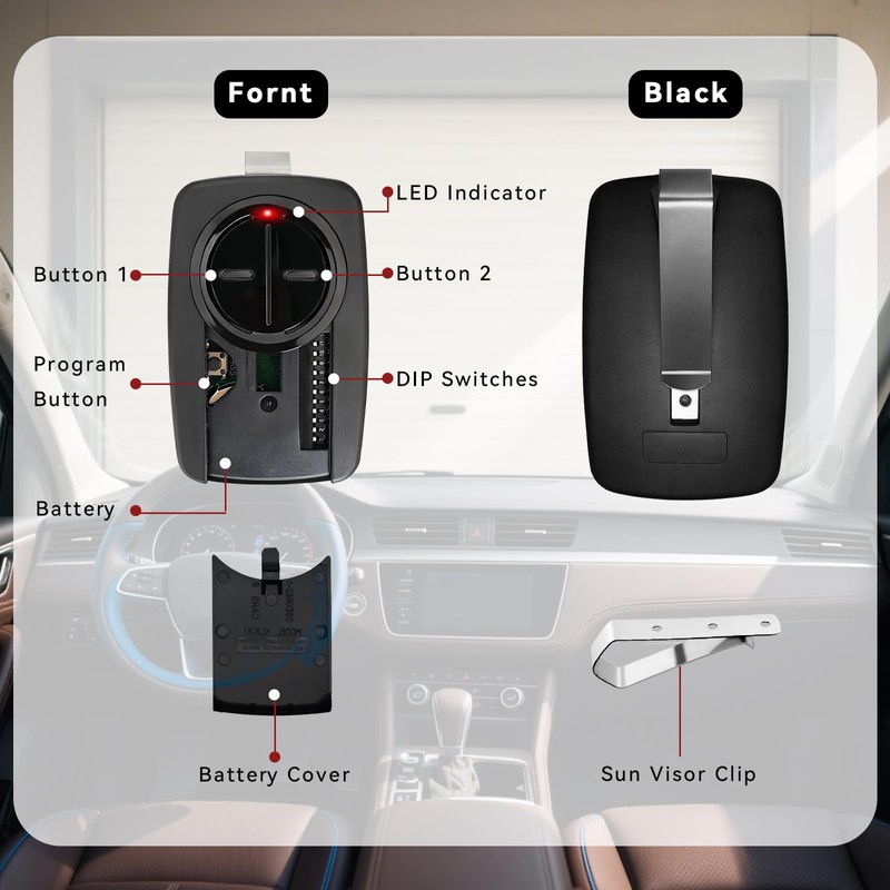 XDTKML 380UT 375UT Universal Garage Door Opener Remote Compatible with