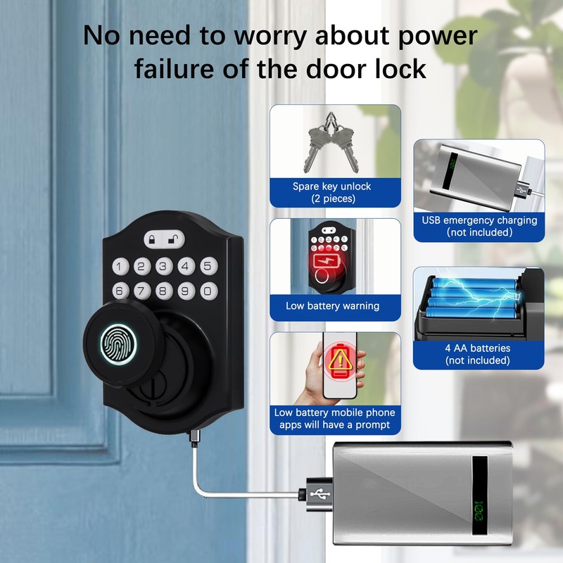 CHEN LCLILICHEN Smart Fingerprint Door Lock, Keyless Entry Deadbolt with