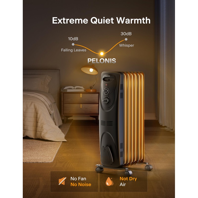 PELONIS Radiator Heater for Large Space, Electric Oil Filled Radiator,