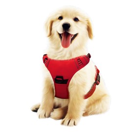 SK Depot® Dog Harness Small Chest 15.7"-27.6" No-Pull Pet Harness with Leash Clips, Adjustable Soft Padded Dog Vest, No Choke Oxford Vest Easy Control Handle for Medium Dogs (S, Red)