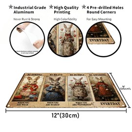 Aluminum Tin Signs Funny Rabbit Decor Retro Metal Tin Sign Pet Lovers Motivational Quote Vintage Farm Art Sign for Home Office Room Coffee Bar Shop Wall Decor Easter Gift 8.00"x12.00"