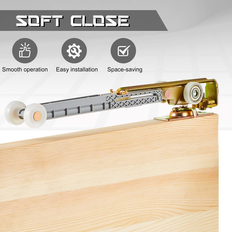 Tandefio 4 Set Pocket Door Soft Close/Open Hanger, Heavy Duty