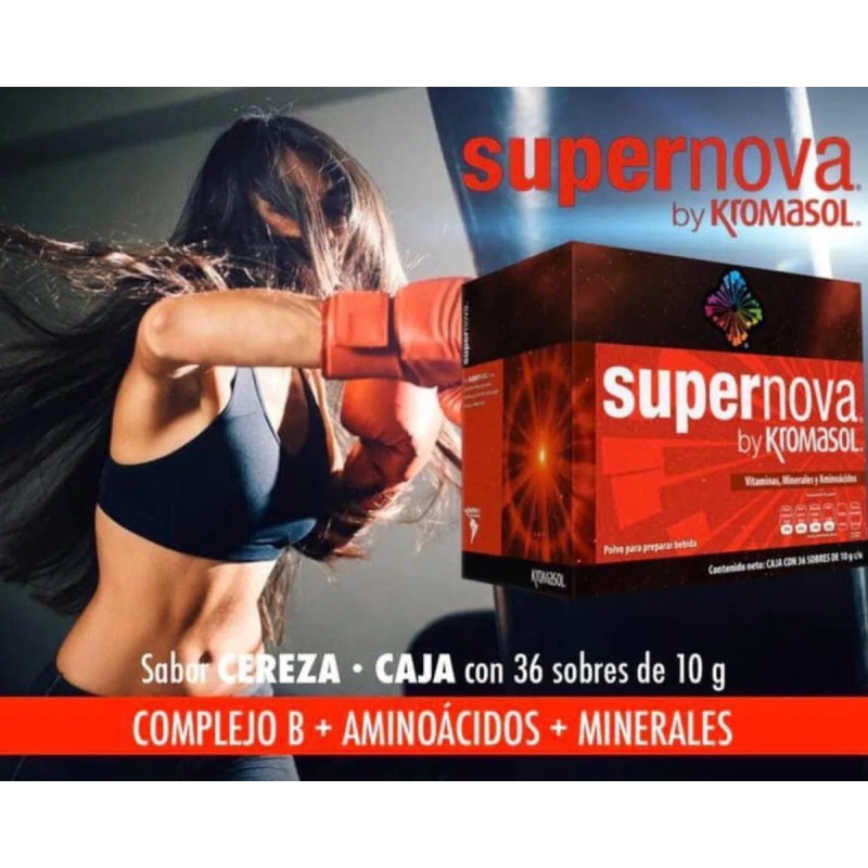 Supernova Energía 36 Sobres Bebida Sabor Cereza Kromasol