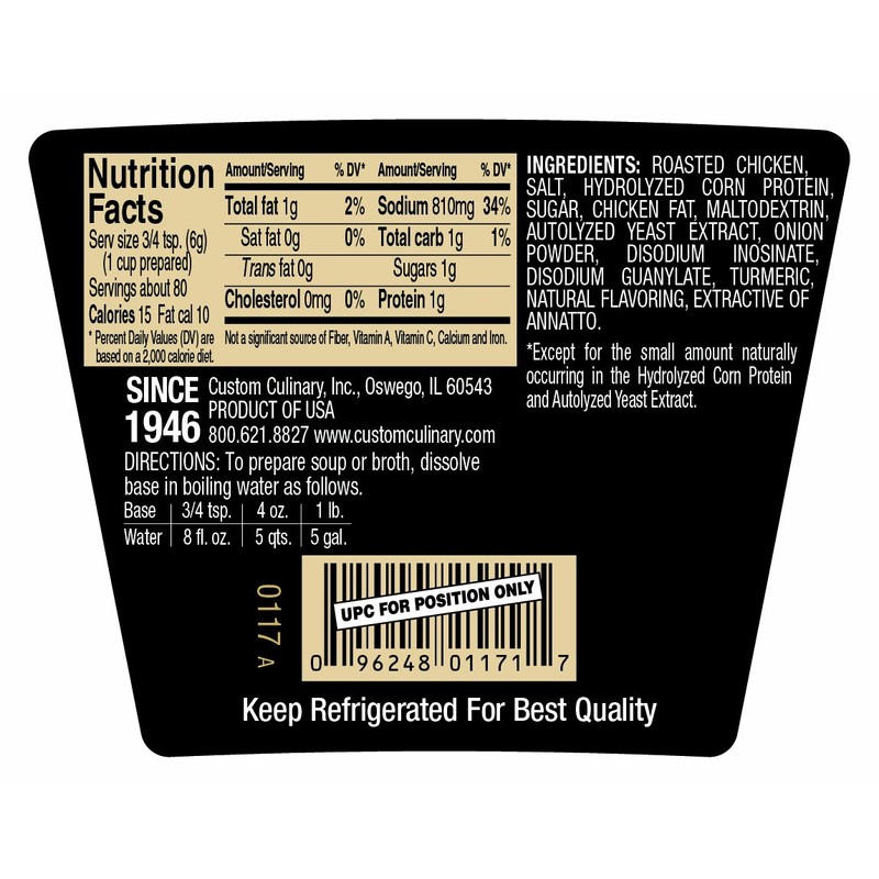 Custom Culinary Master's Touch Chicken (no Msg) Base, 16-Ounce Plastic