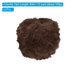 PATIKIL 70 Yards Faux Fur Yarn, 2 Balls Fluffy Yarn, Crochet Yarn, Soft Chunky Polyester Plush Fur Eyelashes for Crochet, Knitted Blanket, Carpet, Pullover, Scarf, Hat, Bear Craft, Coffee Brown