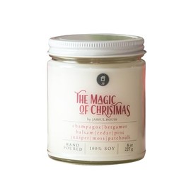 Jarful House Soy Candle Magic of Christmas | Holiday Scent Cedar Pine Juniper Champagne Bergamot | Christmas Stocking Stuffer Gift - 8 oz.