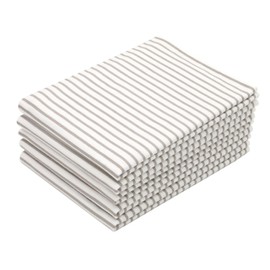 ZOLLNER Set of 5 Cotton Tea Towels in 50 x 70 cm - Absorbent and Durable Kitchen Towels - Washable up to 60 °C - in White Taupe Stripes - Catering Quality - Oeko Tex® Certified