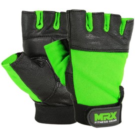 MRX Women's Weight Lifting Leather Glove Fitness Training Gym Gloves (Green, XS)
