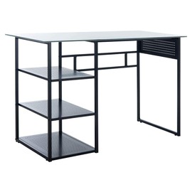 Safavieh Home Office Xyla Modern White Marble and Black 3-shelf Glass Top Desk