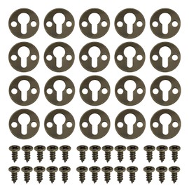 The Lord of the Tools 20 Pcs Bronze Flat Round Keyhole Hangers with 3mm Threaded Screws Countersunk Insert for Artwork, Pictures, Wall Decorations, Hanging