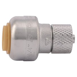 SharkBite 1/4 Inch (3/8 Inch OD) x 1/4 Inch Compression Stop Valve Connector, Push to Connect Brass Plumbing Fitting, PEX Pipe, Copper, CPVC, PE-RT, HDPE, U3524LFA