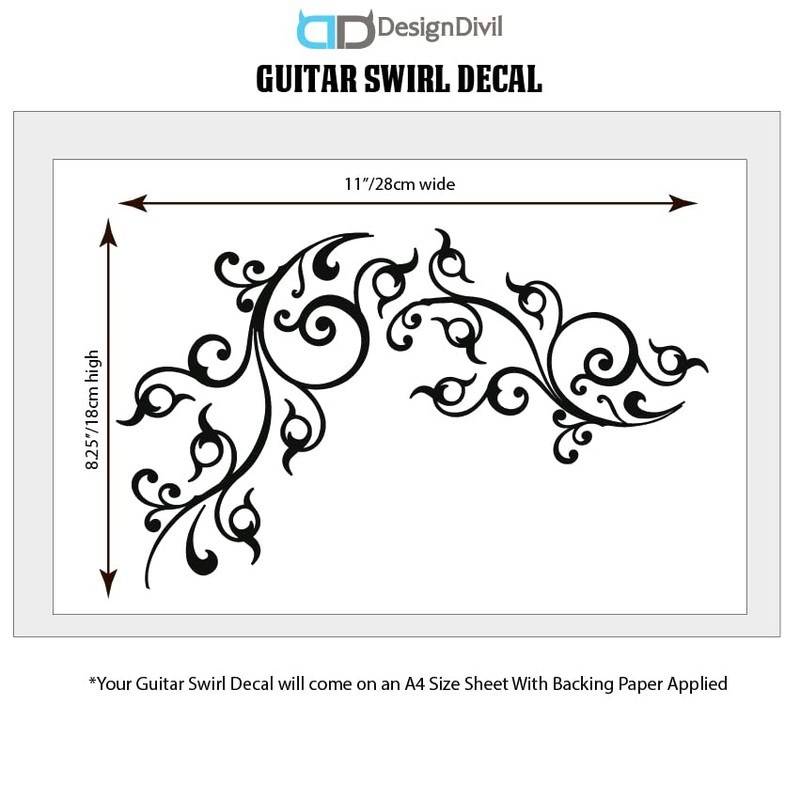 DesignDivil Black Flower Guitar Bass Sticker Decal