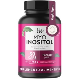 LIFE 360+ Inositol de 30 Cápsulas de 620 mg. | Suplemento Alimenticio a Base de Inositol, Adicionado con Colágeno Hidrolizado