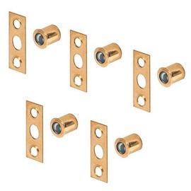 Gedotec Furniture Catch Ball Catch Diameter 8 mm Depth 8.5 mm Door Catch for Pressing In Brass-Plated Steel Door Lock with Counter Plate Furniture Fittings Pack of 5