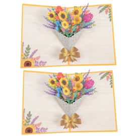 jojofuny 2 Sets Flower Greeting Card Elegant Sunflower Design for Birthdays Festivals Special Occasions for Thank You Anniversary Wishes Smooth Writing Experience