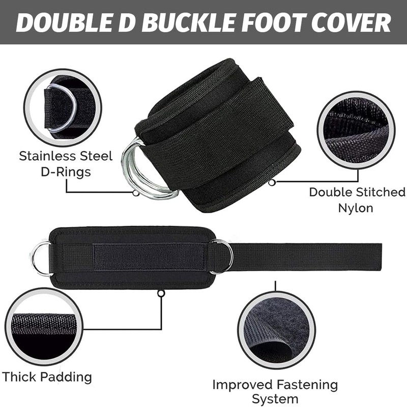 Pack of 2 Foot Loops, Cable Pulls with D-Rings, Ankle