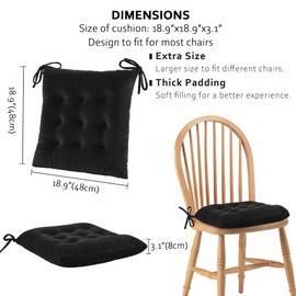 ELFJOY Chair Cushions for Dining Chairs Set of 4 Kitchen Seat Cushions Indoor Textured Seat Pad with Ties for Dining Office Living Room (18" x 18", Dark Red)