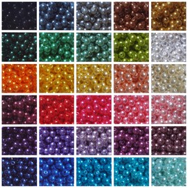 INSPIRELLE 1800 pieces 6mm Pearl Beads 30 Colors Plastic Spacers Beads for Jewelry Making and Crafting
