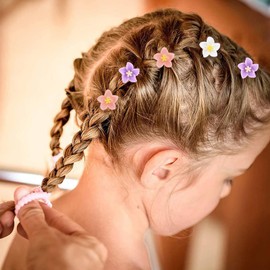 KASESSS 18 PCS Lily Hair Clips, Hair Claw Clips Cute, Flower Hair Clips for Girls, Small Hair CLips, Mini Claw CLips for Women Photograph Dail Party Birthday Wedding Accessories (Yellow Pink Purple)