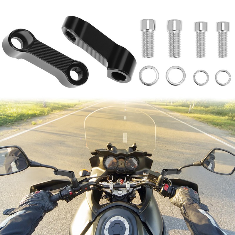 QWORK Motorcycle Mirror Extenders, Aluminum Alloy Adapter, 3.15" Total Extension,