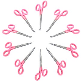 AAProTools 10 Pink PVC Coated Grip Mosquito Locking Hemostat Forceps Straight & Curved 5" Ideal for All Types of Hobby and First Aid Kit