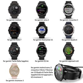 USB A Charger for Garmin Watch Charger, Charging Cable for Garmin Watch Fenix 8 7 7S 7X 6 6S 6X 5 5S Plus, Forerunner 55 165 245 645 935 945,Approach S70 S40,Instinct,Vivoactive 4 4S 3, 3.3ft*2