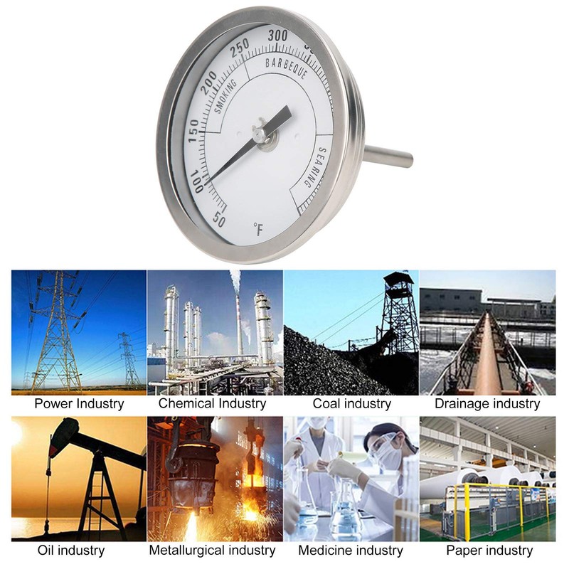 Dial Thermometer, 3in Adjustable NPT Thread 1/2in Pointer Thermometer for