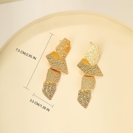 Gold Statement Earrings for Women, Geometric Exaggerated Punk Stylish Sectored Twisted Earring Jewelry, Anniversaries Jewelry Gifts (statement)