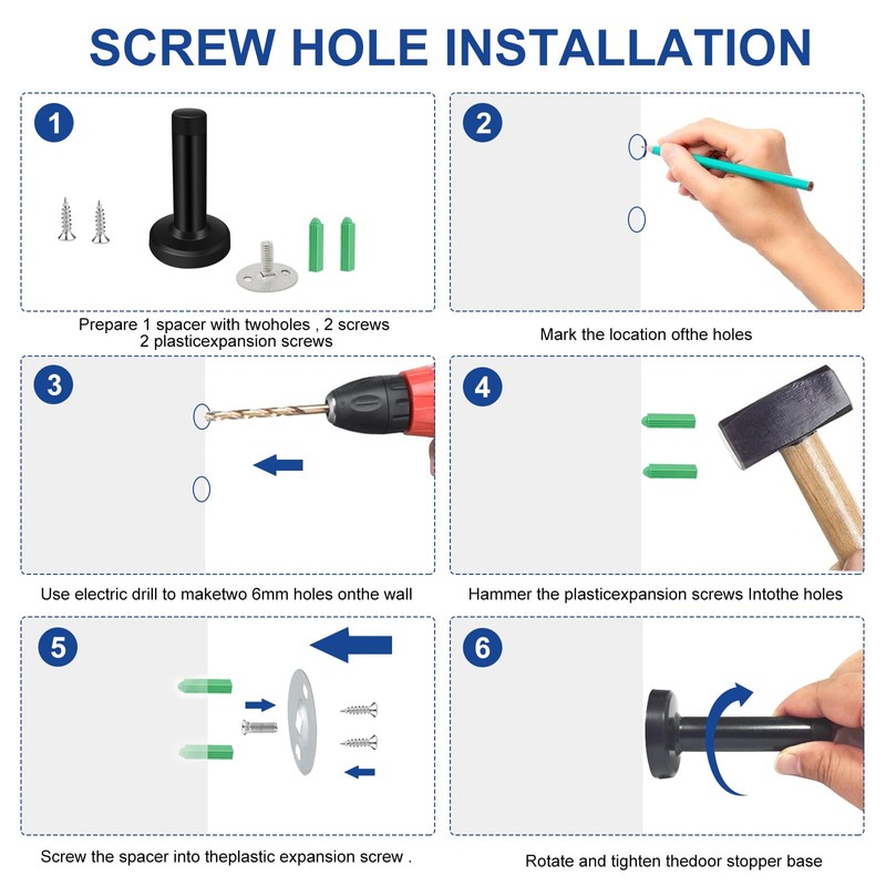 GZhaizhuan Pack of 3 Wall Door Stops, Stainless Steel, 8.5