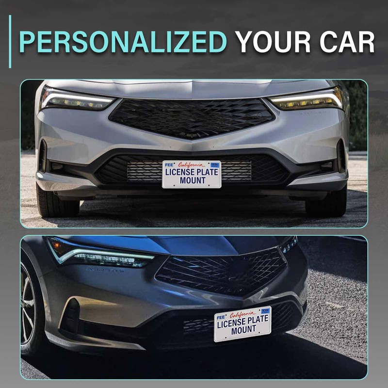No Drill Front Bumper License Plate Mount Compatible with Acura