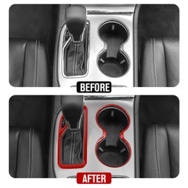 JeCar Front Cup Holder Gear Shift Panel Trim Compatible with Jeep Grand Cherokee 2016-2021, Red