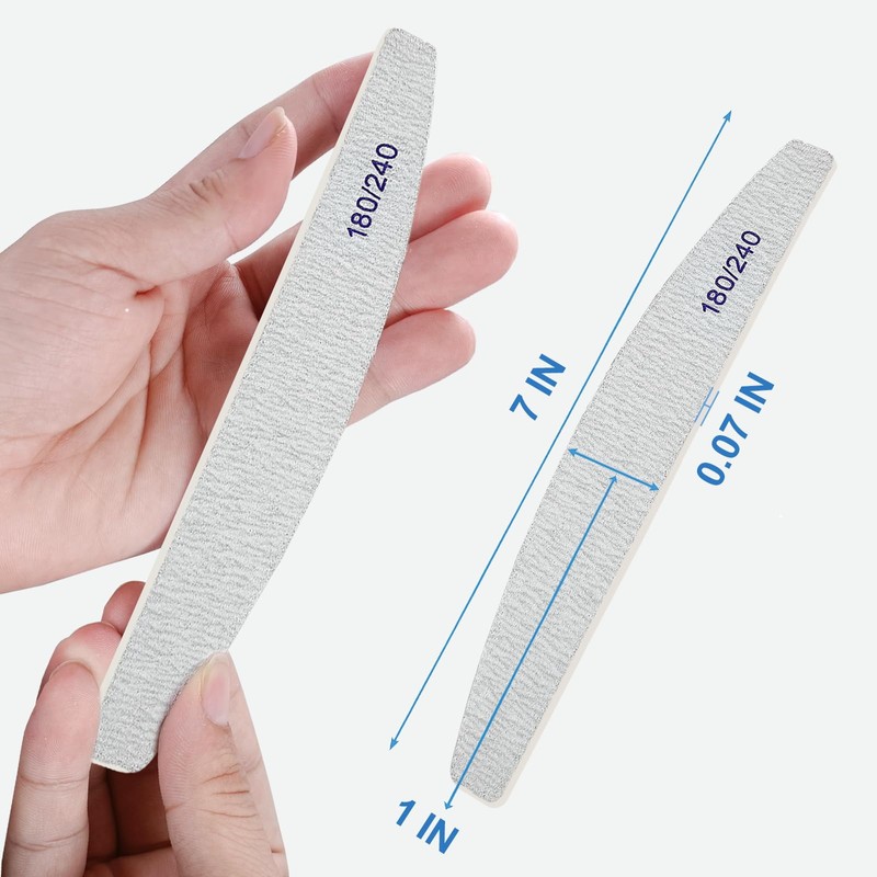 Nail Files (12 Pack), 180/240 Grit Wooden Emery Board Nail