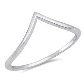 Thin Pointed Chevron Thumb High Polish Ring .925 Sterling Silver Band Size 2