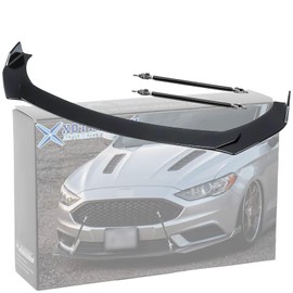 x xotic tech Front Bumper Lip Chin Spoiler Splitter Diffuser Guard Wing Protector Trim Car Body Kit + Black Adjustable 10"-13" Support Rods, Compatible with Ford Fusion Fiesta Focus