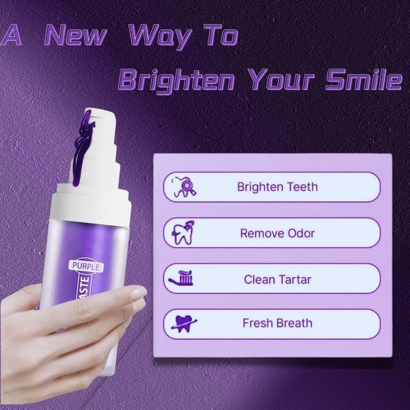 Purple Toothpaste, Purple Toothpaste, White Teeth, Purple Teeth Whitening Toothpaste,