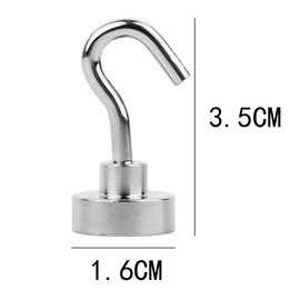 BANSHAN Extra Strong Magnet with Hook for Fridge,Heavy Duty Cruise Hook for Ceiling,Small Magnetic Holder for Van, Tool(Pack of 6)