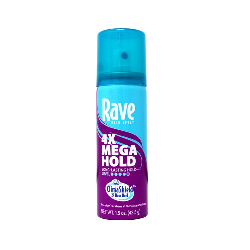 Rave Hairspray 4x Mega Aerosal Travel Size 1.5 oz, Pack