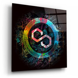 Epic Art 'Polygon Crypto Giga Coin' by Epic Portfolio, Acrylic Glass Wall Art, 12"x12"