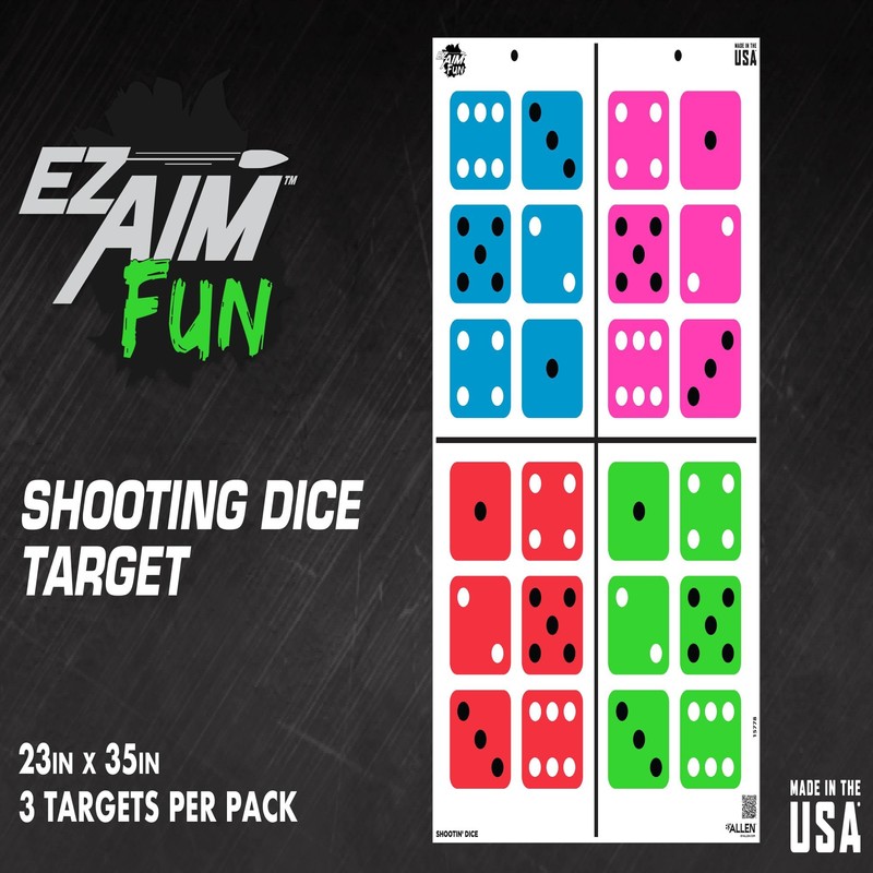 EZ-Aim Fun Shootin' Dice Paper Shooting Target, 23" x 35,"