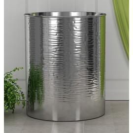 nu steel Metropolitan Metal Trash Can Wastebasket, Garbage Container Bin for Bathrooms, Powder Rooms, Kitchens, Home Offices -Shiny/Hammered
