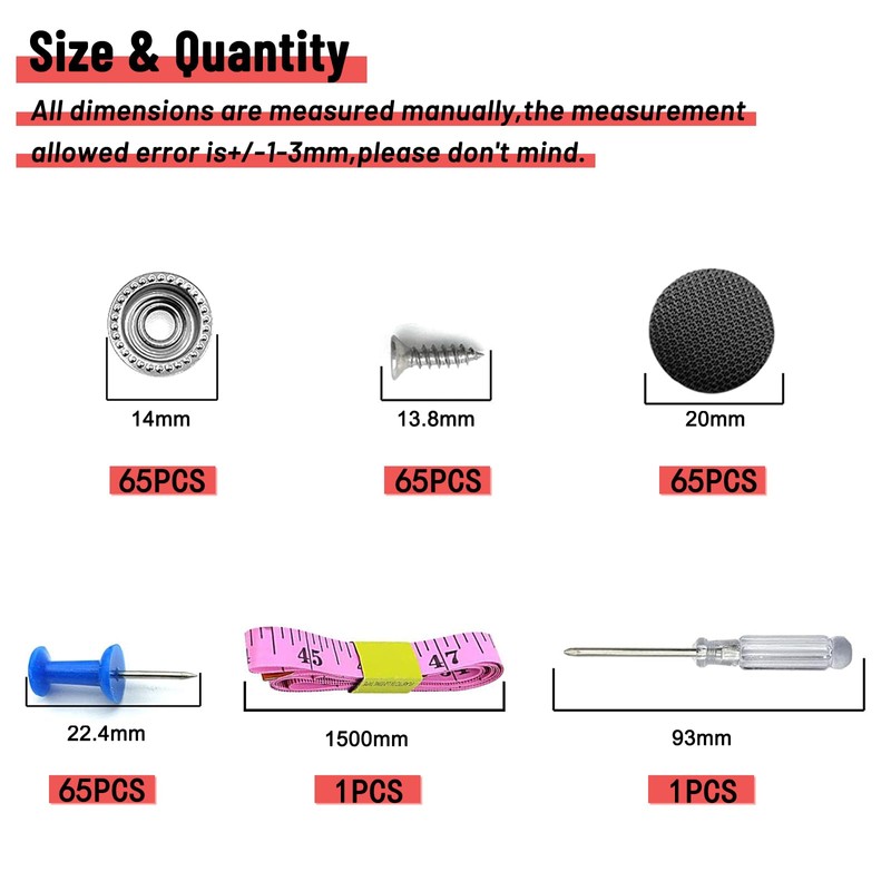 65 Set Car Roof Headliner Repair Kits, 262 Pcs Auto