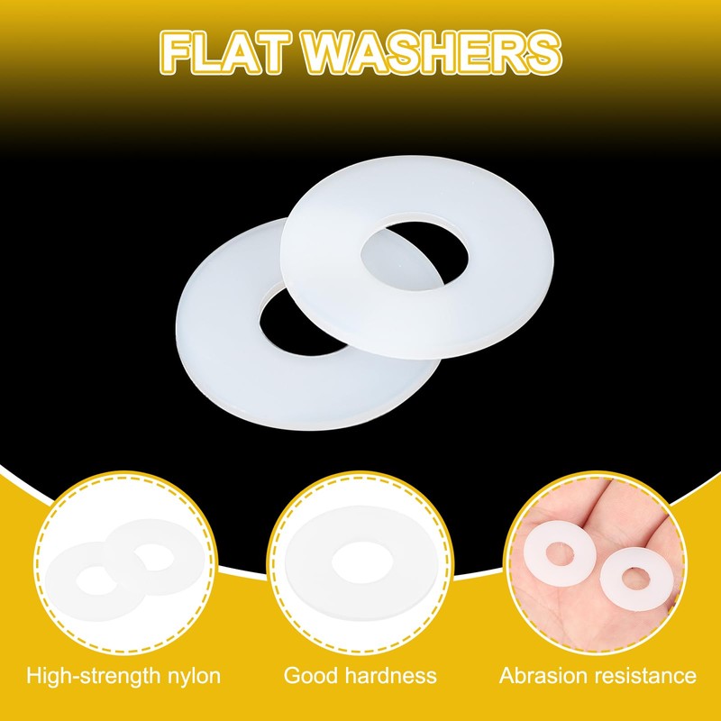 PATIKIL M8 Nylon Flat Washers, 120 Pcs 8mm ID 20mm