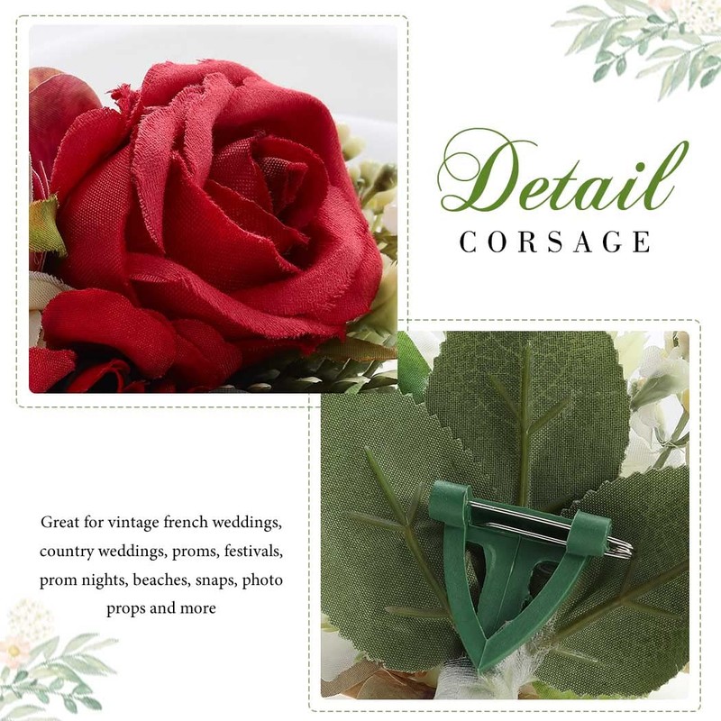 Latious Wedding Flower Boutonniere Red Groom Rose Buttonholes Men's Boutineer